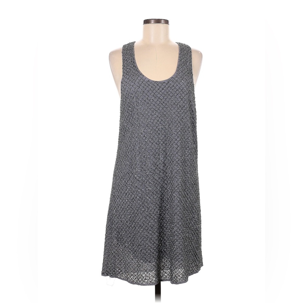 JOIE size M fully beaded A-line gray silk party dress in excellent condition
